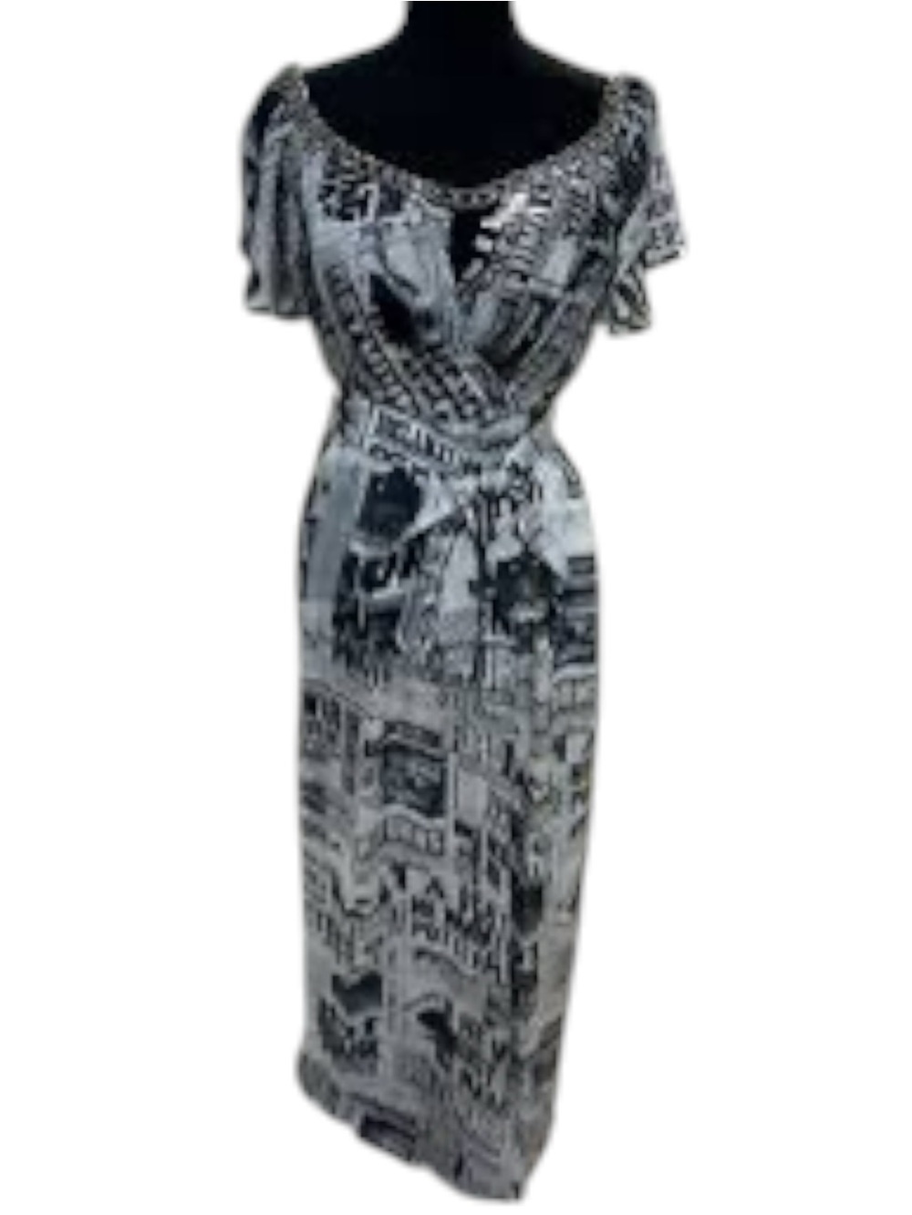 L'ATISTE Black & White Printed Maxi Dress